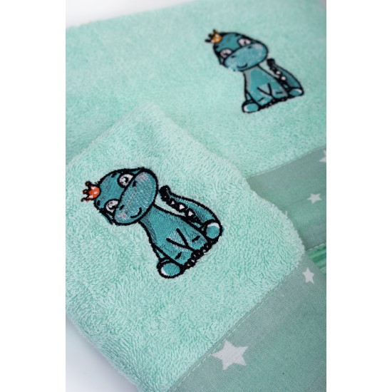 Πετσέτες Παιδικές Σετ Dinosaur 182 Mint Cotton Dimcol 2Τεμ