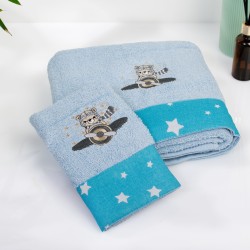 Πετσέτες Παιδικές Σετ Aviator 183 Sky Blue Cotton Dimcol 2Τεμ