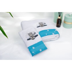 Πετσέτες Παιδικές Σετ Aviator 184 White-Sky Blue Cotton Dimcol 2Τεμ