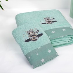 Πετσέτες Παιδικές Σετ Aviator 186 Mint Cotton Dimcol 2Τεμ