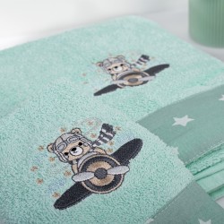 Πετσέτες Παιδικές Σετ Aviator 186 Mint Cotton Dimcol 2Τεμ