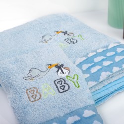 Πετσέτες Παιδικές Σετ Stork 191 Sky Blue Cotton Dimcol 2Τεμ