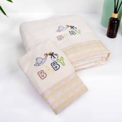 Πετσέτες Παιδικές Σετ Stork 194 Ecru-Yellow Cotton Dimcol 2Τεμ