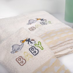 Πετσέτες Παιδικές Σετ Stork 194 Ecru-Yellow Cotton Dimcol 2Τεμ