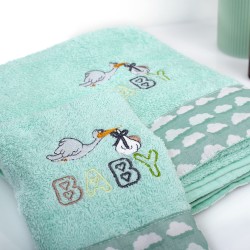 Πετσέτες Παιδικές Σετ Stork 195 Mint Cotton Dimcol 2Τεμ