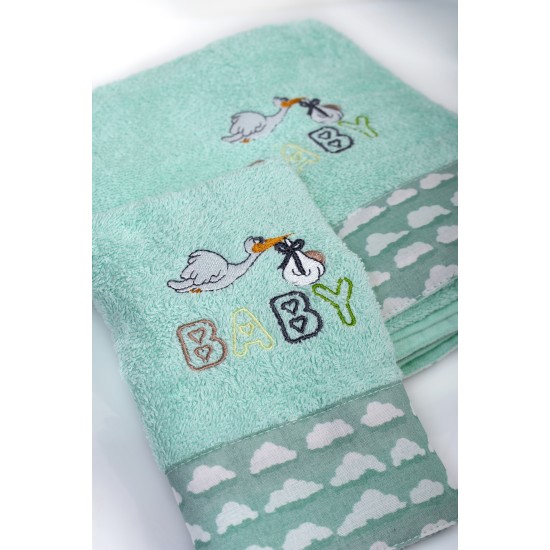 Πετσέτες Παιδικές Σετ Stork 195 Mint Cotton Dimcol 2Τεμ