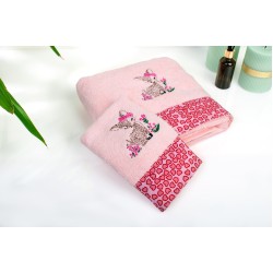 Πετσέτες Παιδικές Σετ Deer 196 Pink Cotton Dimcol 2Τεμ