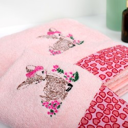 Πετσέτες Παιδικές Σετ Deer 196 Pink Cotton Dimcol 2Τεμ