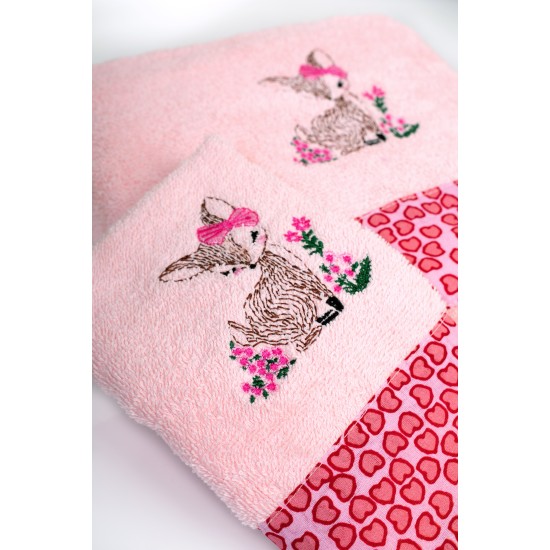 Πετσέτες Παιδικές Σετ Deer 196 Pink Cotton Dimcol 2Τεμ