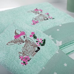 Πετσέτες Παιδικές Σετ Deer 199 Mint Cotton Dimcol 2Τεμ