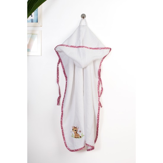 Κάπα Βρεφική Giraffe 172 White- Pink Cotton Dimcol (75x85) 1Τεμ