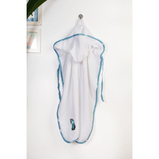 Κάπα Βρεφική Dinosaur 180 White-Sky Blue Cotton Dimcol (75x85) 1Τεμ