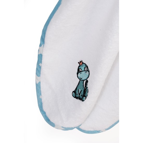 Κάπα Βρεφική Dinosaur 180 White-Sky Blue Cotton Dimcol (75x85) 1Τεμ