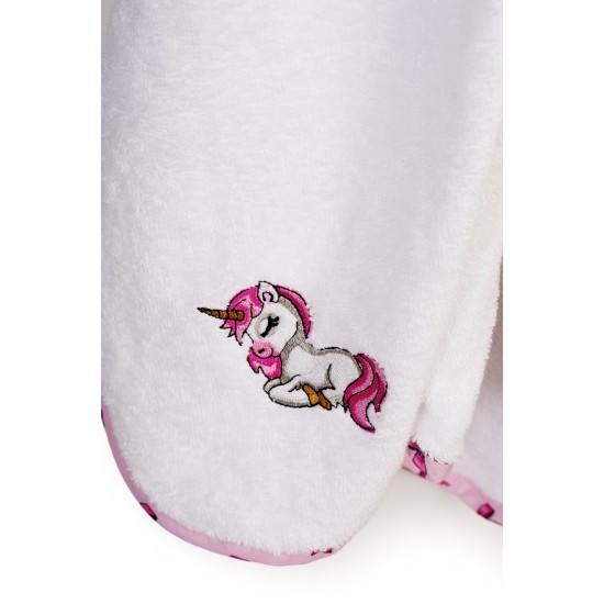 Κάπα Βρεφική Unicorn 188 White-Pink Cotton Dimcol (75x85) 1Τεμ