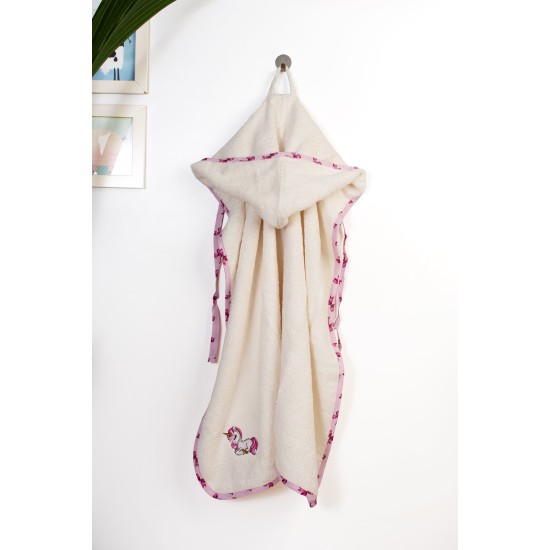 Κάπα Βρεφική Unicorn 189 Ecru-Pink Cotton Dimcol (75x85) 1Τεμ