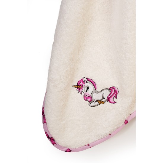 Κάπα Βρεφική Unicorn 189 Ecru-Pink Cotton Dimcol (75x85) 1Τεμ