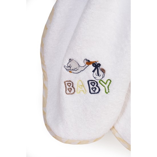 Κάπα Βρεφική Stork 193 White-Yellow Cotton Dimcol (75x85) 1Τεμ