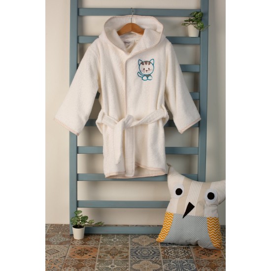 Μπουρνούζι Βρεφικό Με Κουκούλα Bebe Kitty 137 White Cotton Dimcol 1Τεμ