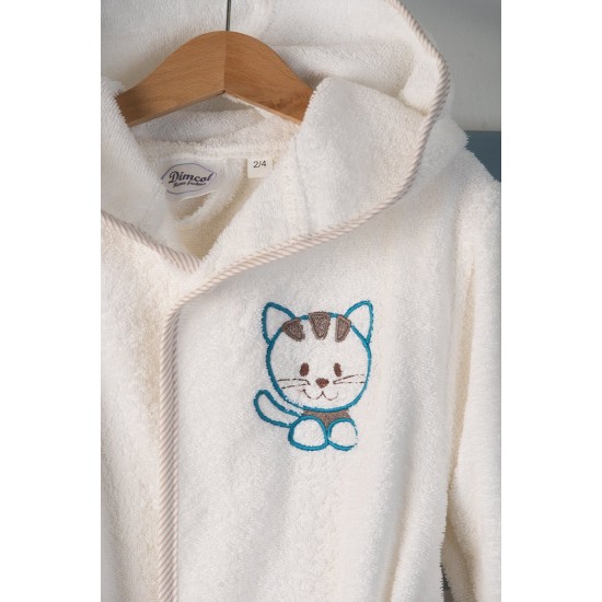 Μπουρνούζι Βρεφικό Με Κουκούλα Bebe Kitty 137 White Cotton Dimcol 1Τεμ