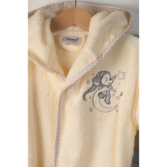 Μπουρνούζι Βρεφικό Με Κουκούλα Bebe Dreaming Elephant 169 Ecru Cotton Dimcol 1Τεμ