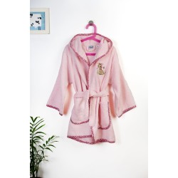 Μπουρνούζι Παιδικό Με Κουκούλα Giraffe 171 Pink Cotton Dimcol 1Τεμ
