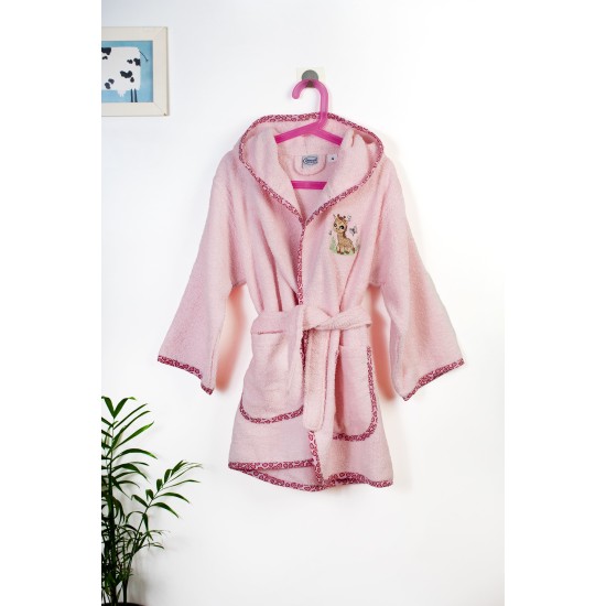 Μπουρνούζι Παιδικό Με Κουκούλα Giraffe 171 Pink Cotton Dimcol 1Τεμ