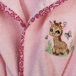 Μπουρνούζι Παιδικό Με Κουκούλα Giraffe 171 Pink Cotton Dimcol 1Τεμ