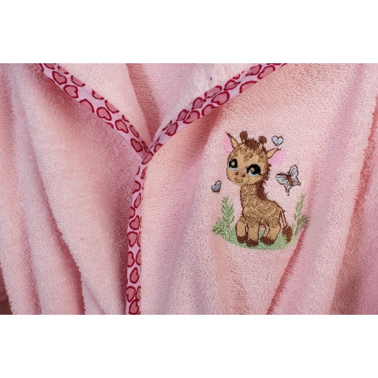 Μπουρνούζι Παιδικό Με Κουκούλα Giraffe 171 Pink Cotton Dimcol 1Τεμ