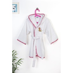 Μπουρνούζι Παιδικό Με Κουκούλα Giraffe 172 White- Pink Cotton Dimcol 1Τεμ
