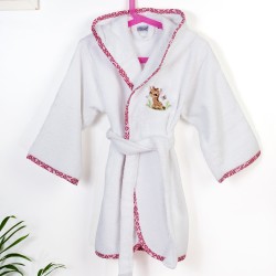 Μπουρνούζι Παιδικό Με Κουκούλα Giraffe 172 White- Pink Cotton Dimcol 1Τεμ