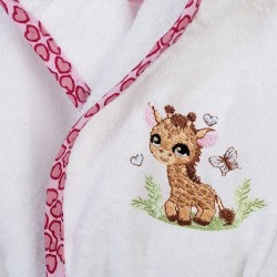 Μπουρνούζι Παιδικό Με Κουκούλα Giraffe 172 White- Pink Cotton Dimcol 1Τεμ