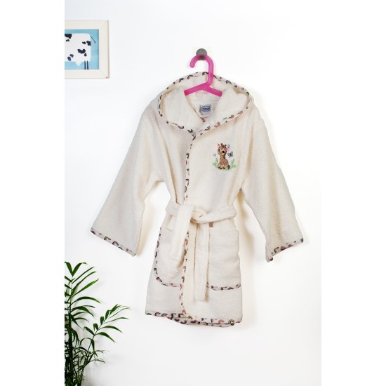 Μπουρνούζι Παιδικό Με Κουκούλα Giraffe 173 Ecru-Multi Cotton Dimcol 1Τεμ
