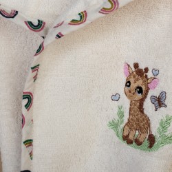 Μπουρνούζι Παιδικό Με Κουκούλα Giraffe 173 Ecru-Multi Cotton Dimcol 1Τεμ