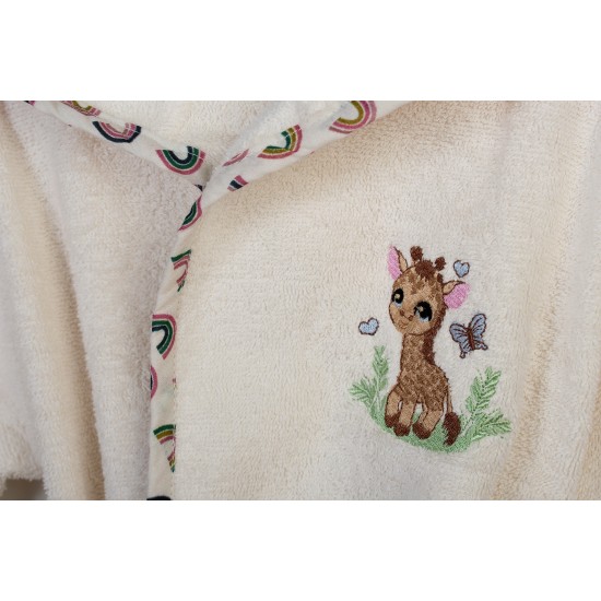 Μπουρνούζι Παιδικό Με Κουκούλα Giraffe 173 Ecru-Multi Cotton Dimcol 1Τεμ