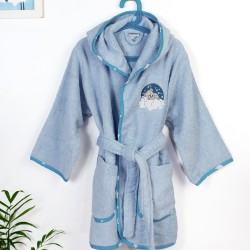 Μπουρνούζι Παιδικό Με Κουκούλα Cloudy Bear 175 Sky Blue Cotton Dimcol 1Τεμ