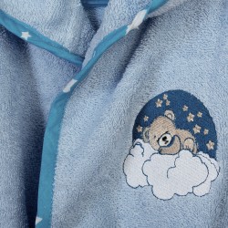 Μπουρνούζι Παιδικό Με Κουκούλα Cloudy Bear 175 Sky Blue Cotton Dimcol 1Τεμ