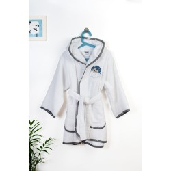 Μπουρνούζι Παιδικό Με Κουκούλα Cloudy Bear 176 White-Grey Cotton Dimcol 1Τεμ