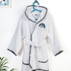 Μπουρνούζι Παιδικό Με Κουκούλα Cloudy Bear 176 White-Grey Cotton Dimcol 1Τεμ