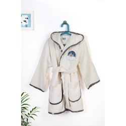 Μπουρνούζι Παιδικό Με Κουκούλα Cloudy Bear 177 Ecru-Grey Cotton Dimcol 1Τεμ