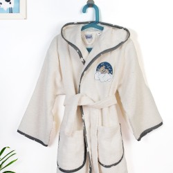 Μπουρνούζι Παιδικό Με Κουκούλα Cloudy Bear 177 Ecru-Grey Cotton Dimcol 1Τεμ