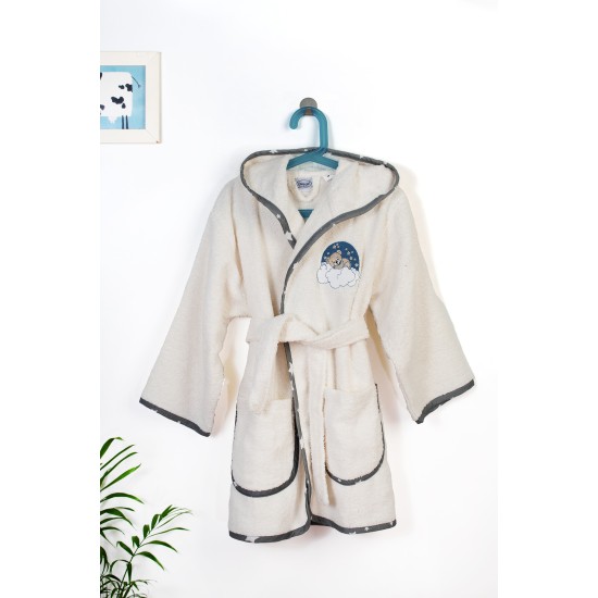 Μπουρνούζι Παιδικό Με Κουκούλα Cloudy Bear 177 Ecru-Grey Cotton Dimcol 1Τεμ