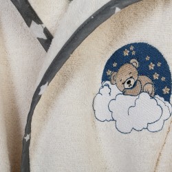 Μπουρνούζι Παιδικό Με Κουκούλα Cloudy Bear 177 Ecru-Grey Cotton Dimcol 1Τεμ