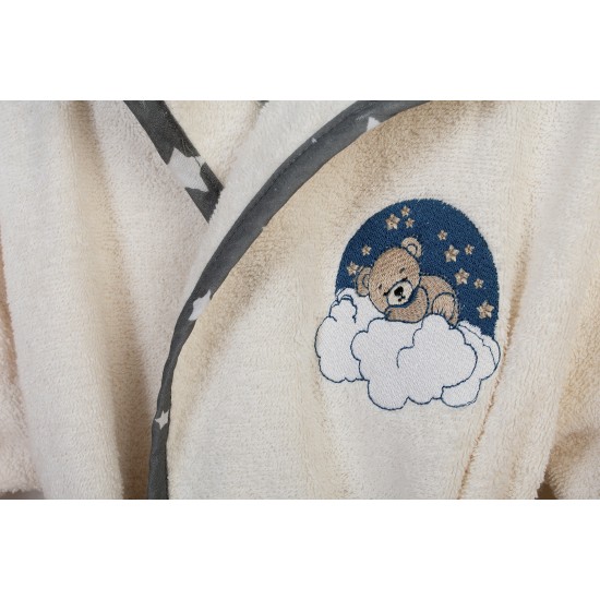 Μπουρνούζι Παιδικό Με Κουκούλα Cloudy Bear 177 Ecru-Grey Cotton Dimcol 1Τεμ