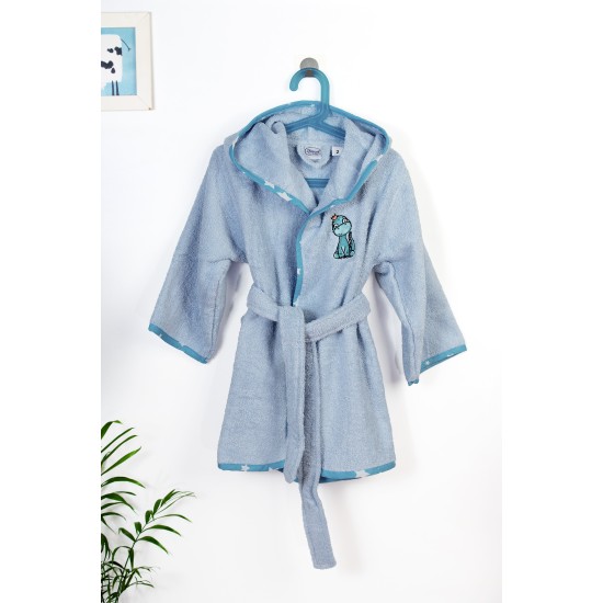 Μπουρνούζι Παιδικό Με Κουκούλα Dinosaur 179 Sky Blue Cotton Dimcol 1Τεμ