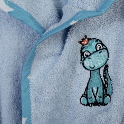 Μπουρνούζι Παιδικό Με Κουκούλα Dinosaur 179 Sky Blue Cotton Dimcol 1Τεμ
