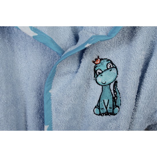 Μπουρνούζι Παιδικό Με Κουκούλα Dinosaur 179 Sky Blue Cotton Dimcol 1Τεμ