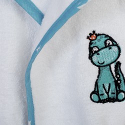 Μπουρνούζι Παιδικό Με Κουκούλα Dinosaur 180 White-Sky Blue Cotton Dimcol 1Τεμ