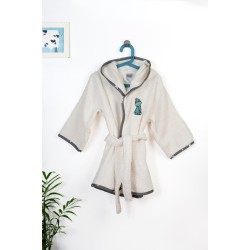 Μπουρνούζι Παιδικό Με Κουκούλα Dinosaur 181 Ecru-Grey Cotton Dimcol 1Τεμ Μπουρνούζι Παιδικό Με Κουκούλα Dinosaur 181 Ecru-Grey Cotton Dimcol 1Τεμ