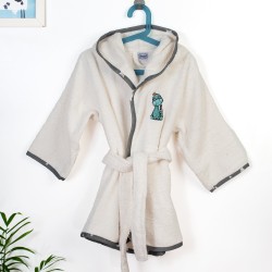 Μπουρνούζι Παιδικό Με Κουκούλα Dinosaur 181 Ecru-Grey Cotton Dimcol 1Τεμ