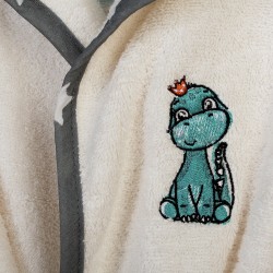 Μπουρνούζι Παιδικό Με Κουκούλα Dinosaur 181 Ecru-Grey Cotton Dimcol 1Τεμ